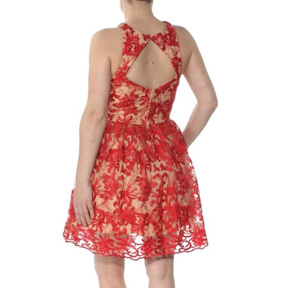 Party Dres SAY YES TO THE DRESS / Red   Sleeve Above The Knee Juniors Dress - Picture 3 of 8